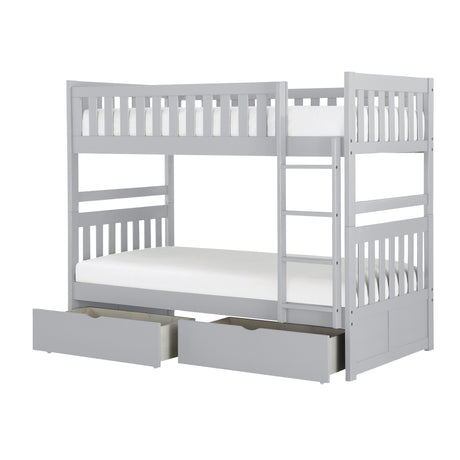 Orion Gray Twin/Twin Bunk Bed With Storage Boxes - Ornate Home