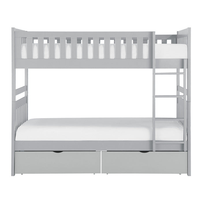 Orion Gray Twin/Twin Bunk Bed With Storage Boxes - Ornate Home