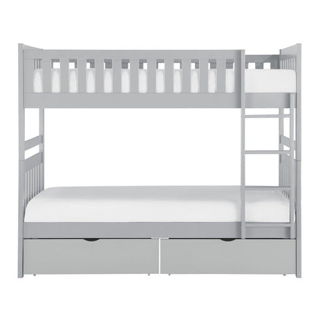 Orion Gray Twin/Twin Bunk Bed With Storage Boxes - Ornate Home