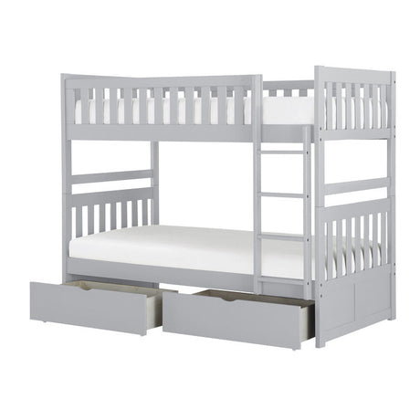 Orion Gray Twin/Twin Bunk Bed With Storage Boxes - Ornate Home