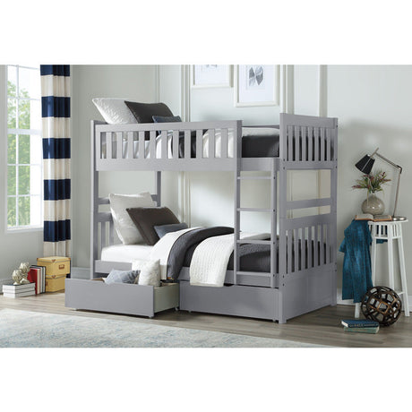 Orion Gray Twin/Twin Bunk Bed With Storage Boxes - Ornate Home