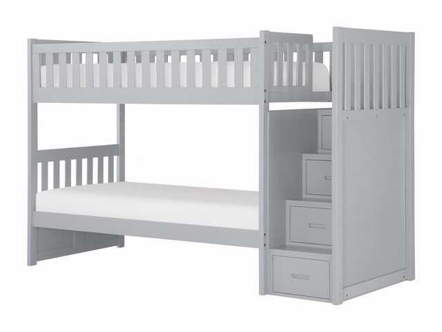 Orion Gray Twin/Twin Step Bunk Bed - Ornate Home