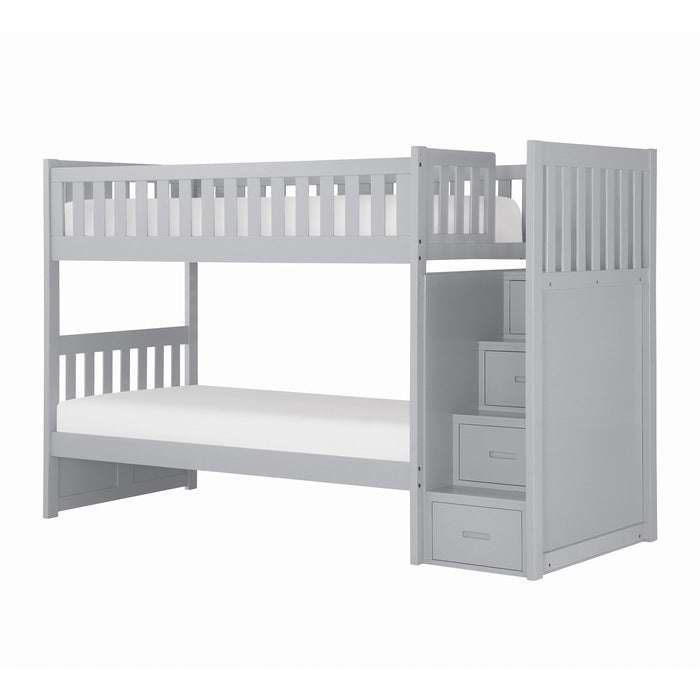 Orion Gray Twin/Twin Step Bunk Bed - Ornate Home