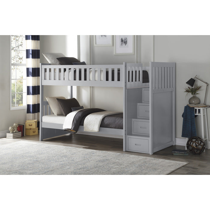 Orion Gray Twin/Twin Step Bunk Bed - Ornate Home