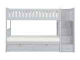 Orion Gray Twin/Twin Step Bunk Bed With Storage Boxes - Ornate Home