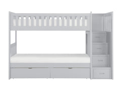 Orion Gray Twin/Twin Step Bunk Bed With Storage Boxes - Ornate Home