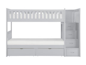 Orion Gray Twin/Twin Step Bunk Bed With Storage Boxes - Ornate Home