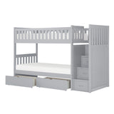 Orion Gray Twin/Twin Step Bunk Bed With Storage Boxes - Ornate Home
