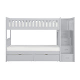 Orion Gray Twin/Twin Step Bunk Bed With Storage Boxes - Ornate Home