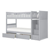 Orion Gray Twin/Twin Step Bunk Bed With Storage Boxes - Ornate Home
