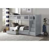 Orion Gray Twin/Twin Step Bunk Bed With Storage Boxes - Ornate Home