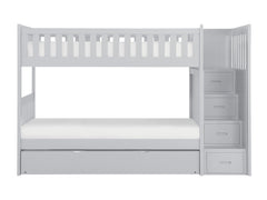 Orion Gray Twin/Twin Step Bunk Bed with Twin Trundle - Ornate Home