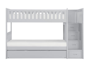 Orion Gray Twin/Twin Step Bunk Bed with Twin Trundle - Ornate Home