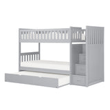 Orion Gray Twin/Twin Step Bunk Bed with Twin Trundle - Ornate Home