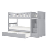 Orion Gray Twin/Twin Step Bunk Bed with Twin Trundle - Ornate Home