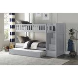 Orion Gray Twin/Twin Step Bunk Bed with Twin Trundle - Ornate Home