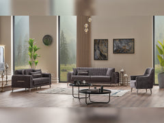 Orion Grey 3-pieces (Sofa & Loveseat & Chair) Living Room Set - Ornate Home