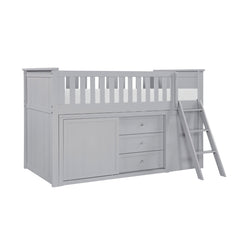Orion Silver Low Loft Bunk With Bookcase And 2 Dressers - Ornate Home