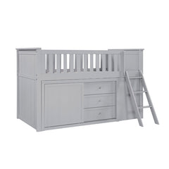 Orion Silver Low Loft Bunk With Bookcase And 2 Dressers - Ornate Home