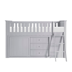 Orion Silver Low Loft Bunk With Bookcase And 2 Dressers - Ornate Home