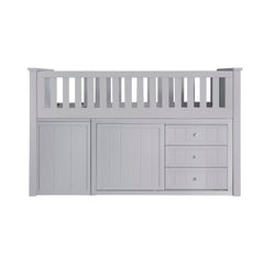 Orion Silver Low Loft Bunk With Bookcase And 2 Dressers - Ornate Home