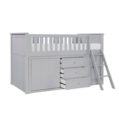 Orion Silver Low Loft Bunk With Bookcase And 2 Dressers - Ornate Home