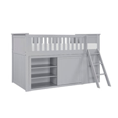 Orion Silver Low Loft Bunk With Bookcase And 2 Dressers - Ornate Home