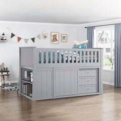 Orion Silver Low Loft Bunk With Bookcase And 2 Dressers - Ornate Home