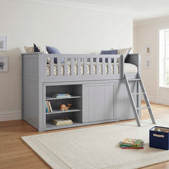 Orion Silver Low Loft Bunk With Bookcase And 2 Dressers - Ornate Home