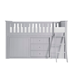 Orion Silver Low Loft Bunk With Bookcase And 2 Dressers - Ornate Home
