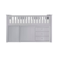 Orion Silver Low Loft Bunk With Bookcase And 2 Dressers - Ornate Home