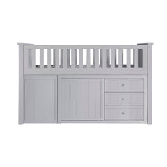 Orion Silver Low Loft Bunk With Bookcase And 2 Dressers - Ornate Home