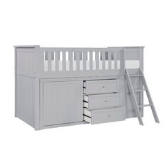 Orion Silver Low Loft Bunk With Bookcase And 2 Dressers - Ornate Home
