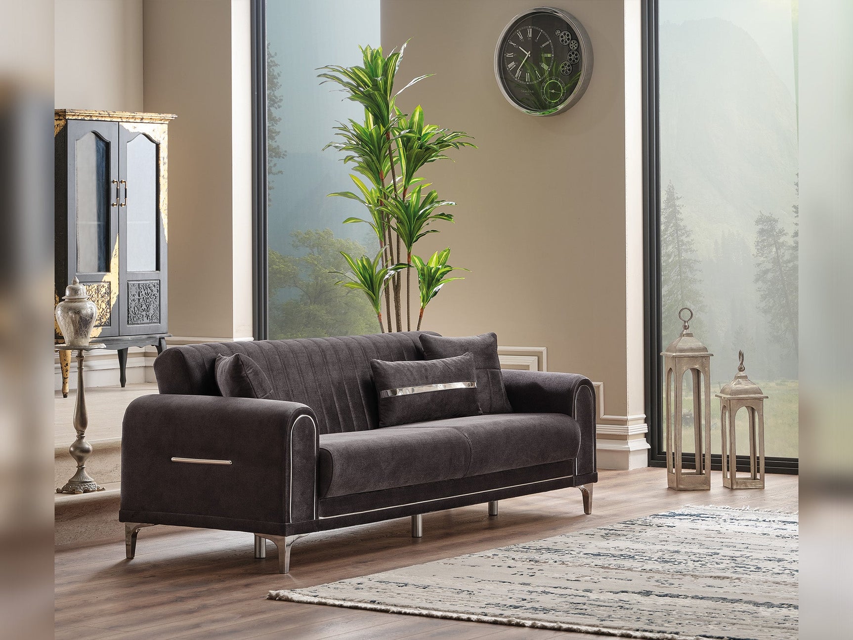 Orion Grey Convertible Sofa