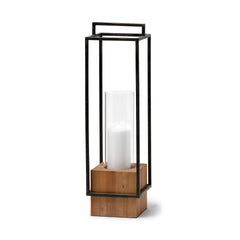 Orionis Black 23.8"H Large Wood Metal Lantern Candle Holder - Ornate Home