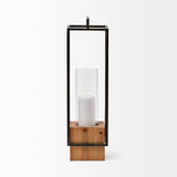 Orionis Black 23.8"H Large Wood Metal Lantern Candle Holder - Ornate Home