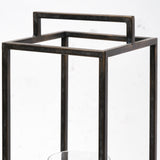 Orionis Black 23.8"H Large Wood Metal Lantern Candle Holder - Ornate Home