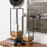 Orionis Black 23.8"H Large Wood Metal Lantern Candle Holder - Ornate Home