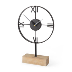 Oris Black Metal/Wood Open Frame Table Clock - Ornate Home