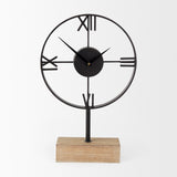 Oris Black Metal/Wood Open Frame Table Clock - Ornate Home
