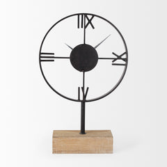 Oris Black Metal/Wood Open Frame Table Clock - Ornate Home