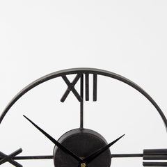 Oris Black Metal/Wood Open Frame Table Clock - Ornate Home