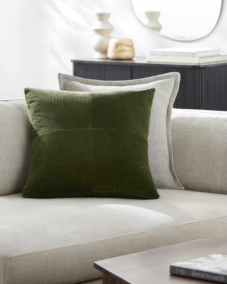 Orit Olive Green Corduroy Accent Pillow - Ornate Home