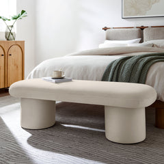 Orla Almond Performance Velvet Bench - Ornate Home