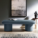 Orla Cadet Blue Performance Velvet Bench - Ornate Home