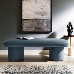 Orla Cadet Blue Performance Velvet Bench - Ornate Home