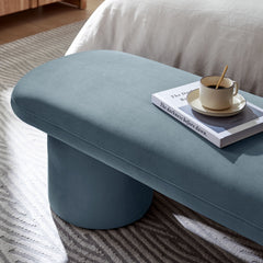 Orla Cadet Blue Performance Velvet Bench - Ornate Home