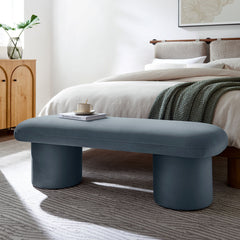 Orla Cadet Blue Performance Velvet Bench - Ornate Home