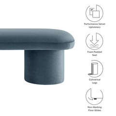Orla Cadet Blue Performance Velvet Bench - Ornate Home