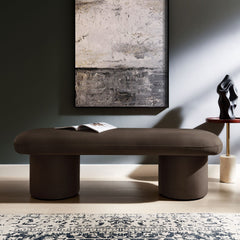 Orla Chocolate Brown Performance Velvet Bench - Ornate Home